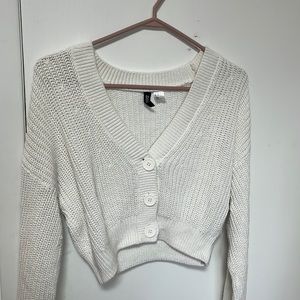 H&M, Chunky Knit Button-up Cardigan - White XS/TP